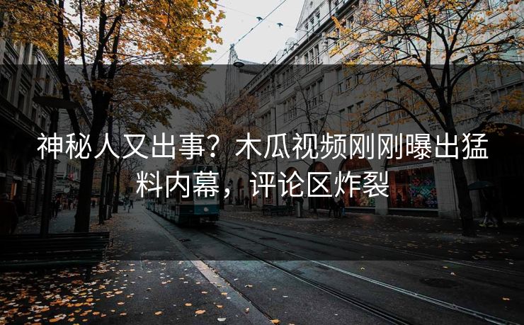 神秘人又出事?木瓜视频刚刚曝出猛料内幕,评论区炸裂