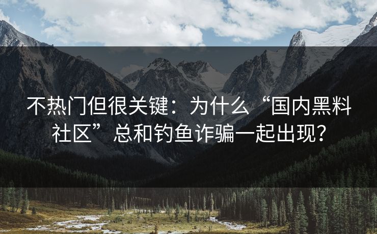 不热门但很关键:为什么“国内黑料社区”总和钓鱼诈骗一起出现?